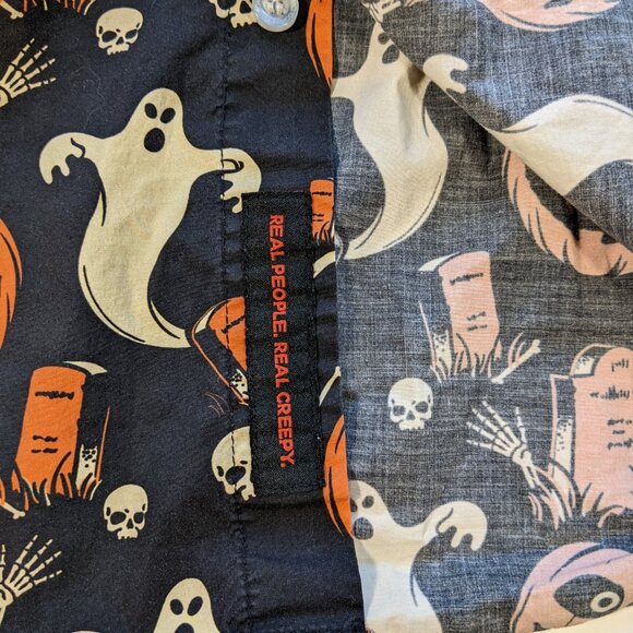 Beistle Creepy Co Shirt Halloween Ghost Pumpkin Tombstone Skull rare Mens XS - Picture 6 of 11
